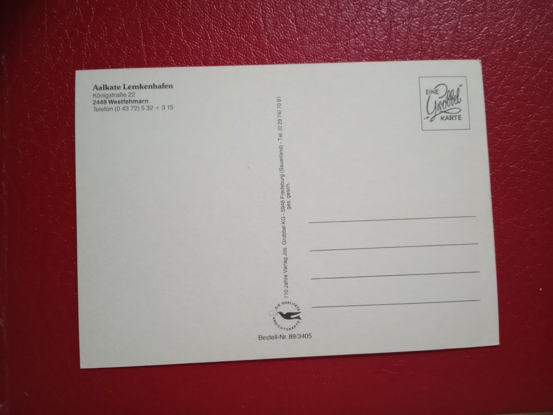 Cartoline postali: Westfehmarn Aalkante Lemkenhafen – Usato da Küttigen venduto da Melisch1000 1