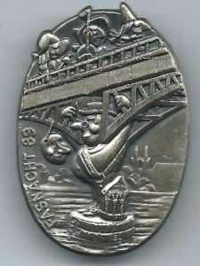 Basler Placchette & Badge: Fasnachtsplakette Basel, "Blaggedde" 1989 (Silber) – Usato da Zürich venduto da t24_de