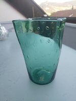 Grüne Vintage , Glasvase , handgefertigt,  Bullicante - Stil