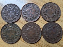 Lot 2 Rappen 1931/41 - Lot 6 Stück!