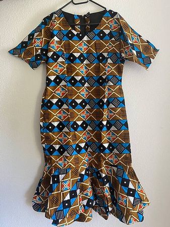 Afrikanisches Kleid aus Ankara Stoff Gr. M Midi Neu