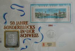 Numisbrief 50 Jahre Sonderblocks NABA Feinsilberbarren 999.9