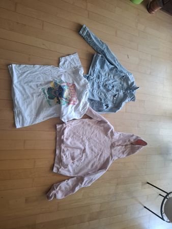 3er Paket Kleidung: T-Shirt, Jeansjacke, Hoodie Pink, Grösse
