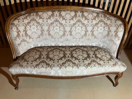 Antikes Sofa, Louis Philippe, Nussbaum, Velour de Chene