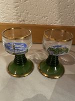 2er Set Schnaps Glas mit Goldrand zu verkaufen