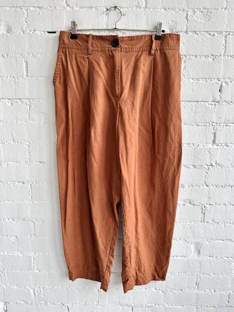 Zara Leinen-Blend Hose in Terracotta / Gr. M