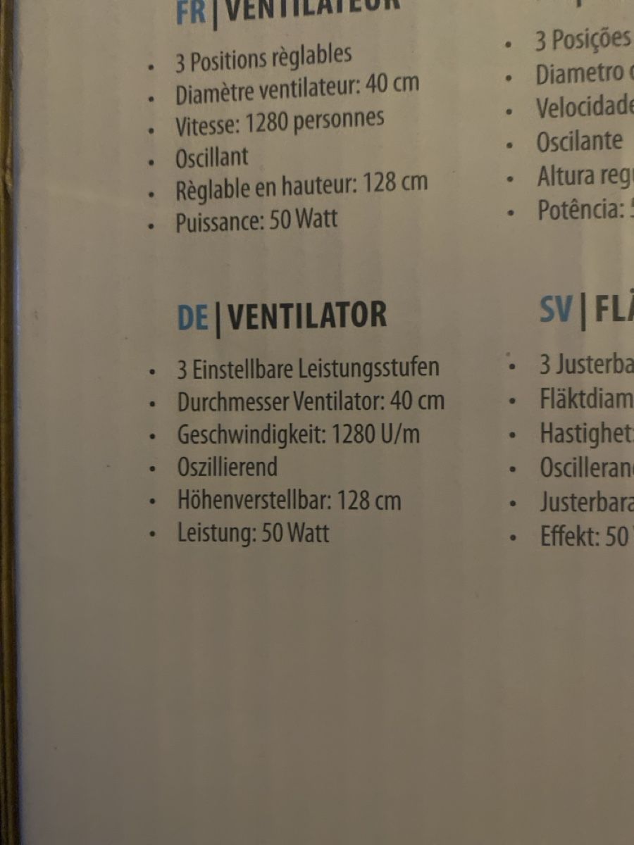Ventilatori: Standventilator versilbert 40cm Durchmesser 128cm Höhe 50W n – Usato da Winterthur venduto da SinaMattheiss1 3