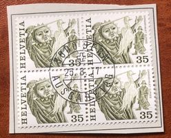 4 er Block Nr.597 mit Papier Stempel Bern   