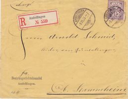 15 Rappen Wertziffer, Andelfingen 1893