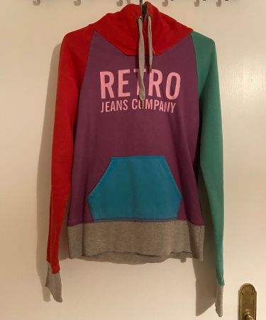 Farbiger Kapuzenpullover - Marke Retro Jeans - Vintage - S