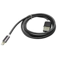 Ladekabel iPhone Nylon Schwarz 1m 8pin Lightning
