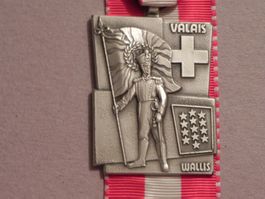 Medaille Schweiz Militär Uniform Kanton Wallis VS 1995