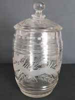 Antike Bonbon Behälter mit Deckel Glas graviert