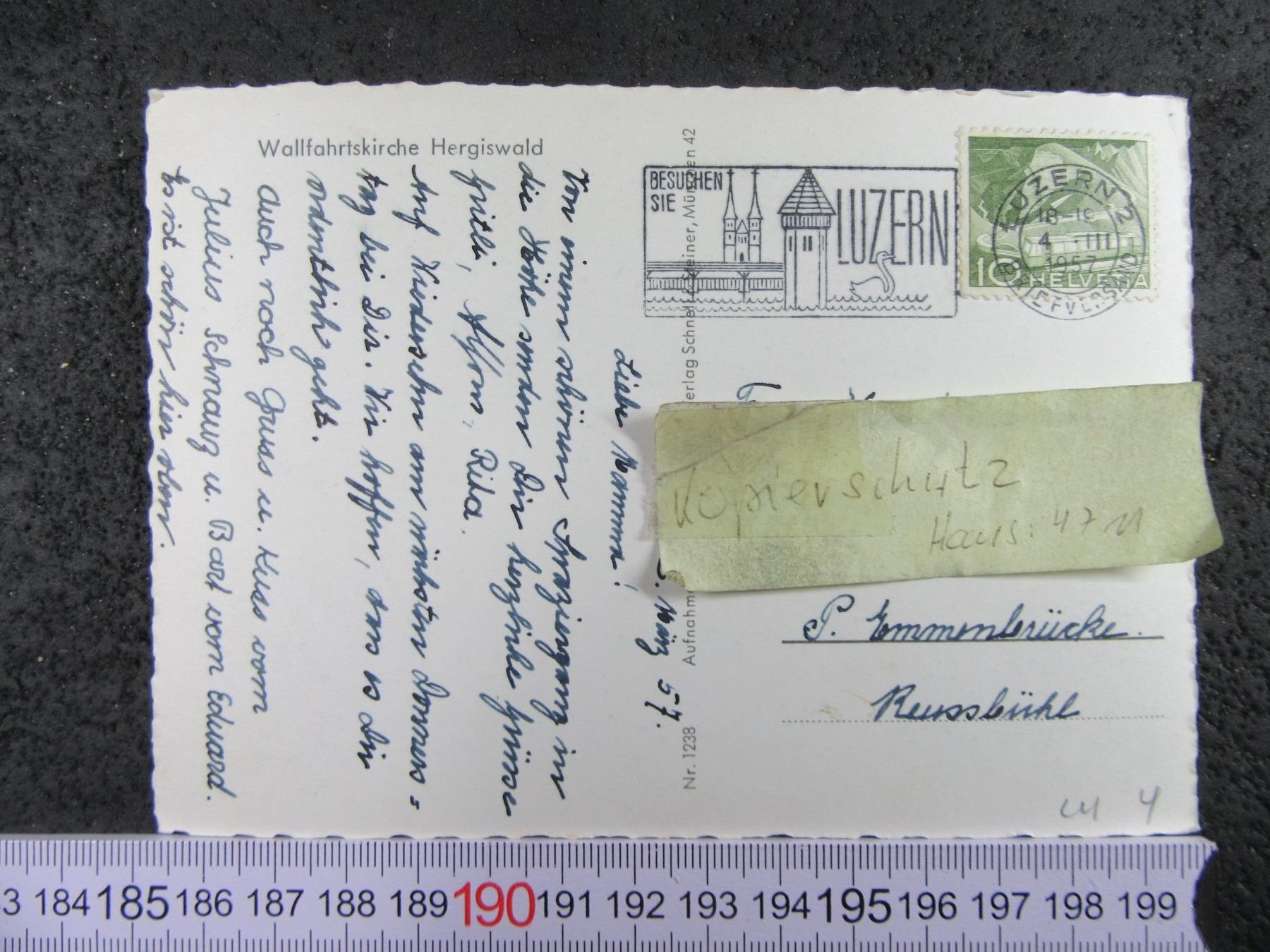 Ansichtskarten: HERGISWALD 1957 WALLFAHRTSKIRCHE LU AK – Gebraucht aus Ettingen von Hausi4711 1