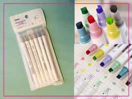 6x Doppelspitzen-Marker-Stifte, Finliner und Stempel/ Marker