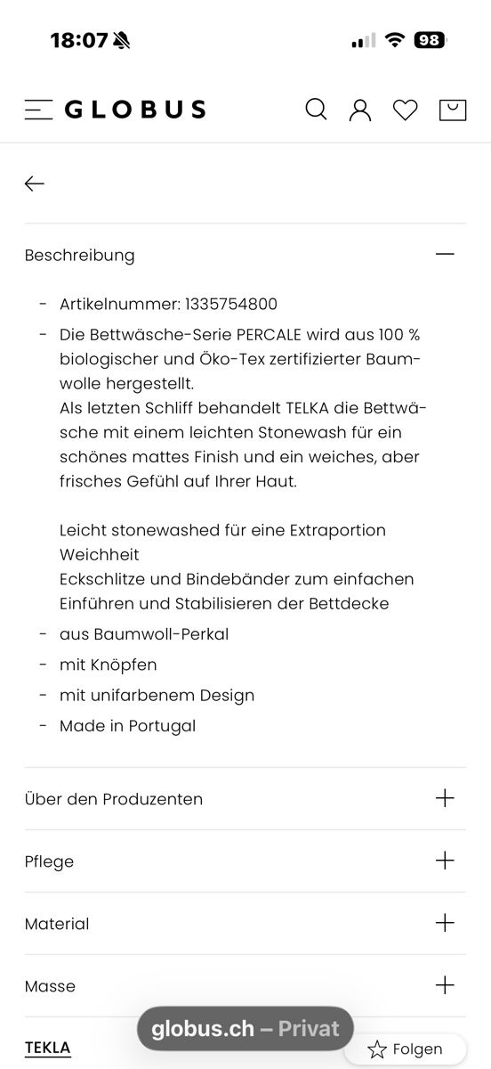 Biancheria da letto: TEKLA Duvetbezug PERCALE hellrosa gestreift – Usato da Wohlen AG venduto da cymau 3