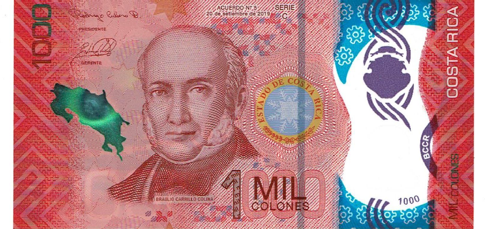 Costa Rica 1 Mil Colones UNZ 2019 Serie C (Neu (gemäss Beschreibung ...