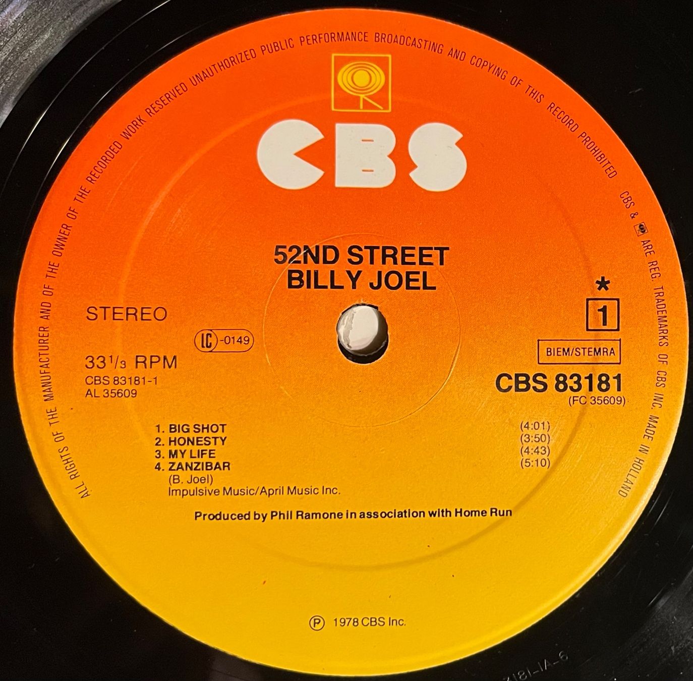 Schallplatten: BILLY JOËL - 52 nd STREET - 33 Tours – Gebraucht aus Bussigny von vinyl-pas-cher 2