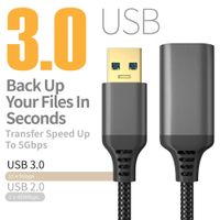 Nylon Geflochtene USB 3.0 Verlängerungskabel, 1m