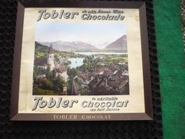Original Chocolat Tobler Kartonwerbung mit Holzrahmen