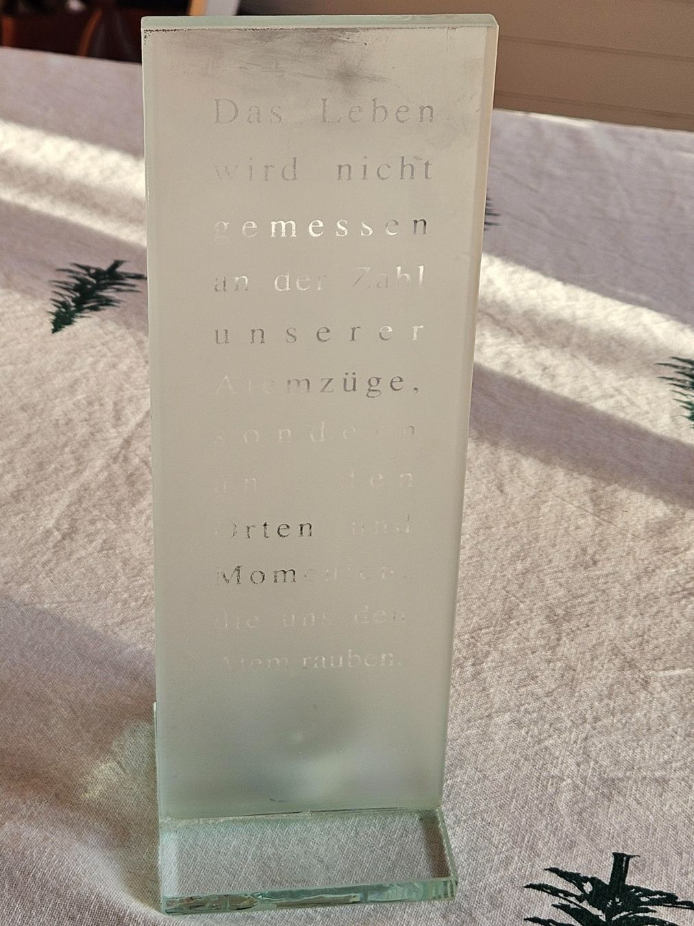 Portacandele: Kerzenständer aus Glas mit Spruch – Usato da Wettingen venduto da Sk8ertomda 1