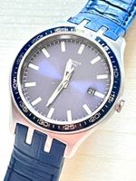 Swatch Uhr Herren blau Leder