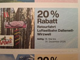 Gutschein - Dallenwil-Wirzweli 20% Rabatt