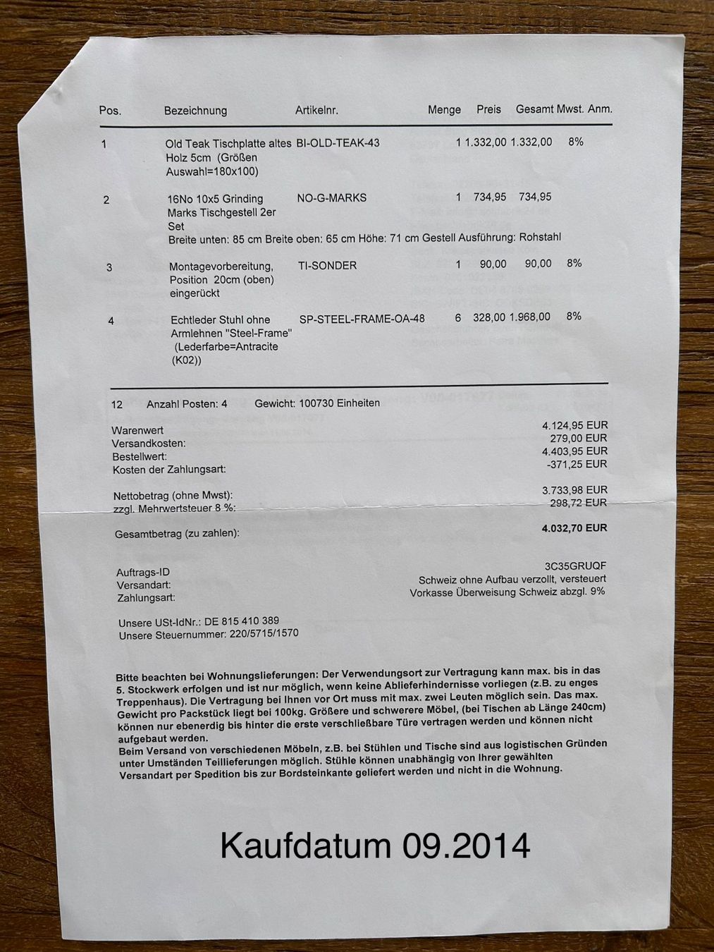 Tavoli: Esstisch mit 6 Lederstühlen – Usato da Einsiedeln venduto da Marvin60 4