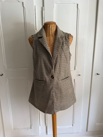 Longweste beige kariert 36
