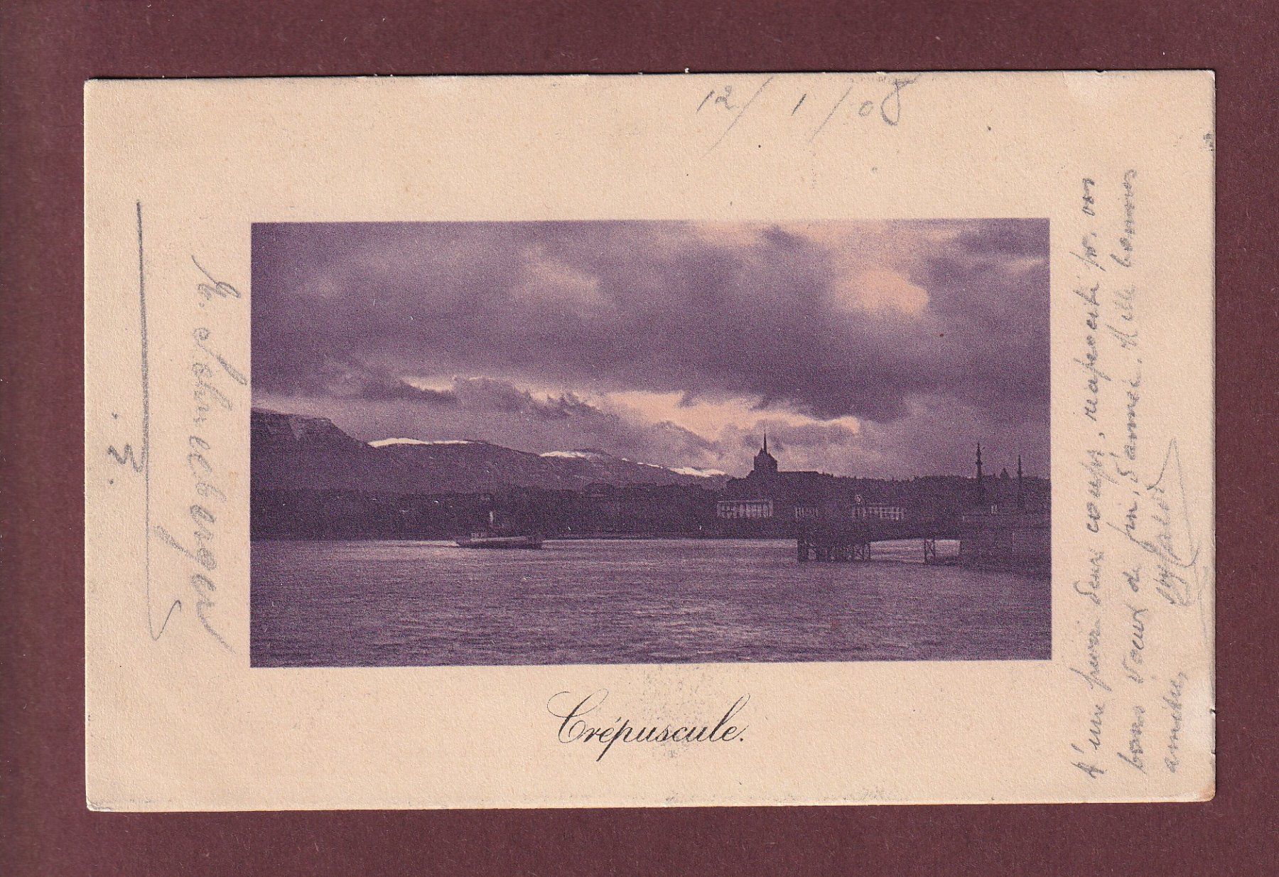 Cartes postales: GENEVE - Crépuscule - 1908 – D'occasion à Pully par nicecards