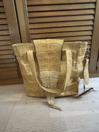 Original Donna Elissa Kroko Umhängetasche, gelb