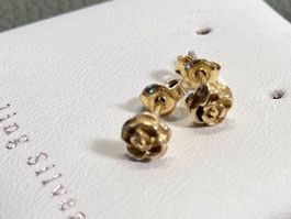 🌸 Kleine Ohrstecker Blüten Rosen 925er Silber vergoldet