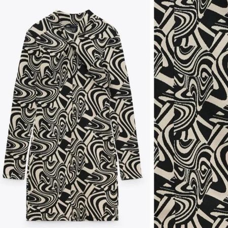 Zara Geometric Print Long Sleeve Dress 