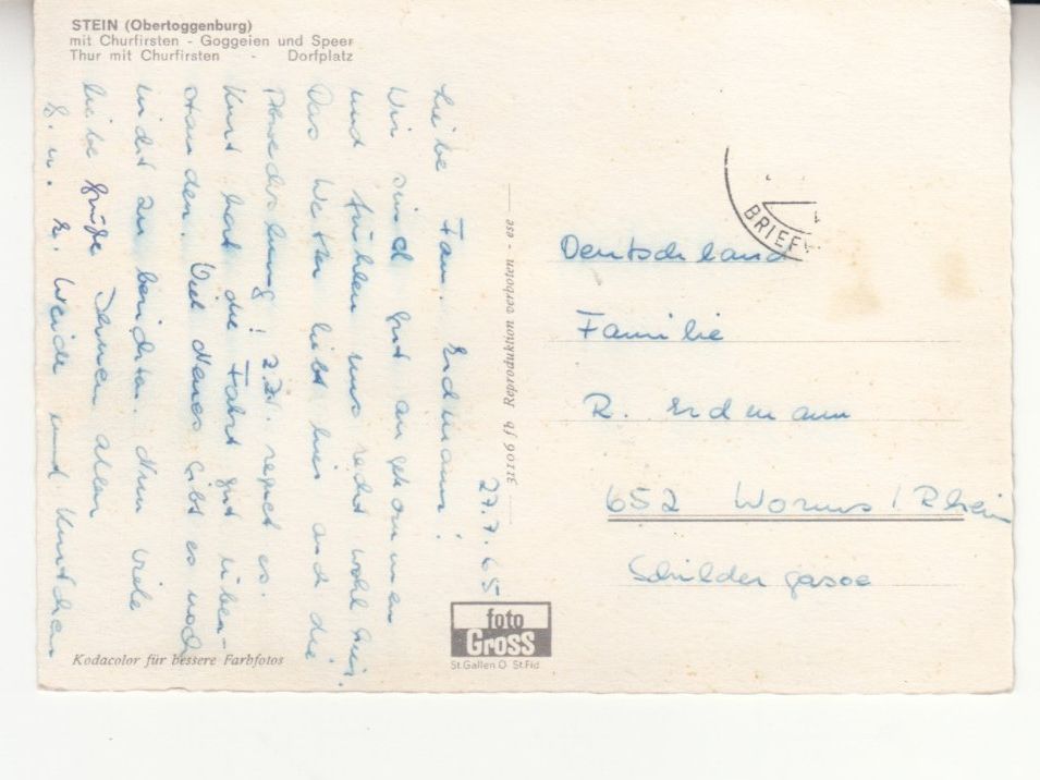 Cartoline postali: Stein 1965 – Usato da Bürglen TG venduto da StampGraf 1