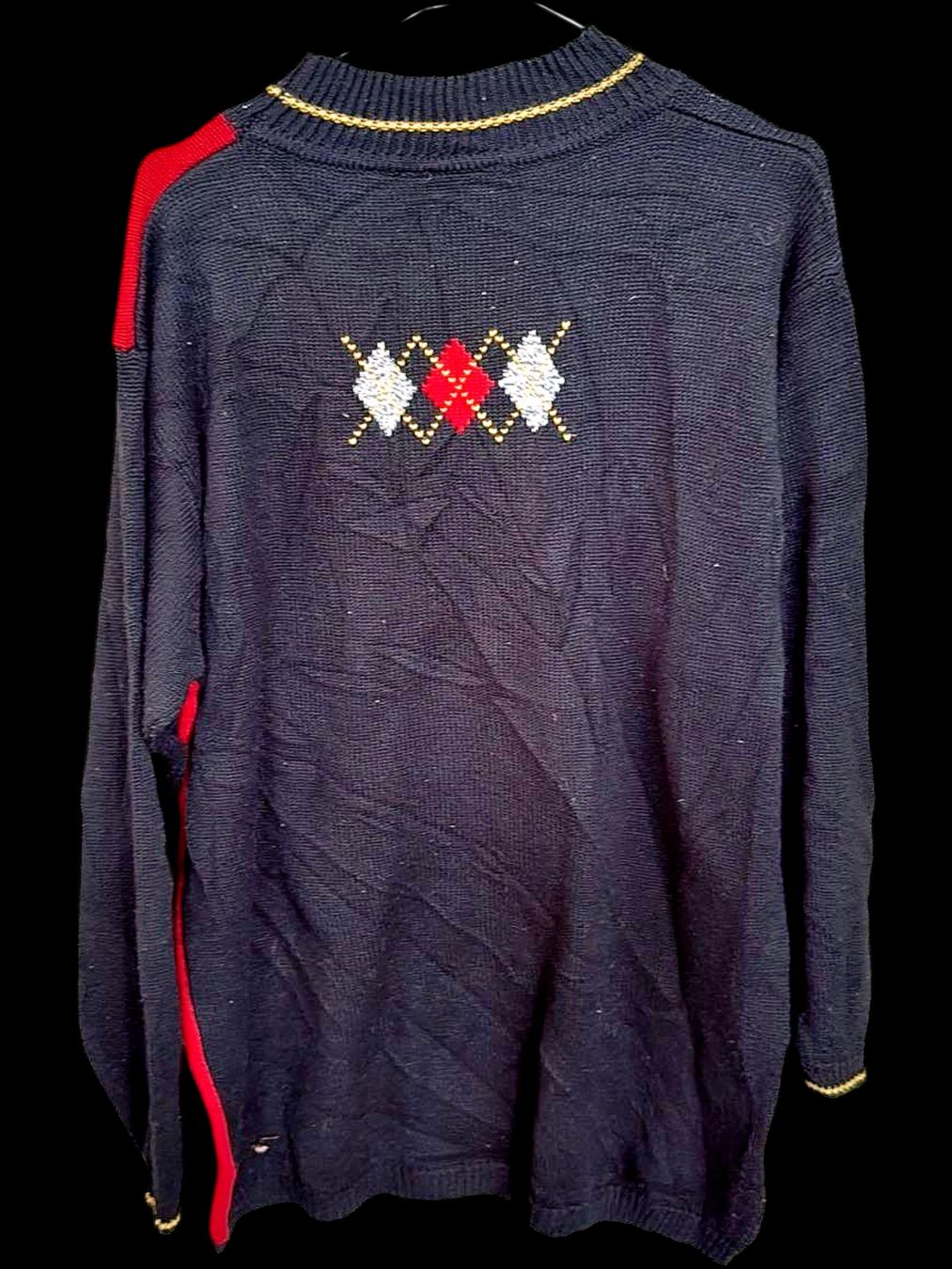 Maglioni & Felpe: Alia Argyle Pullover - Schwarz & Rot mit Goldborte - Größe – Usato da Zug venduto da vinokilo 4