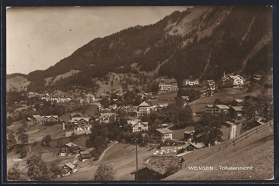 Ansichtskarten: Wengen, Ortsansicht mit Berglandschaft – Gebraucht aus Berlin von bartko-reher