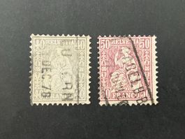 Sitzende Helvetia, SBK 42+43, gestempelt, KP 320.--