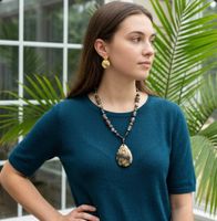 Jaspis, Perlen & Rauchquarz Halskette - Sterling Silber