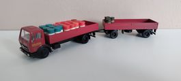 HERPA-LKW-Modell|Mercedes-Benz"NG"|Pritsche+Anhänger+Fässer 