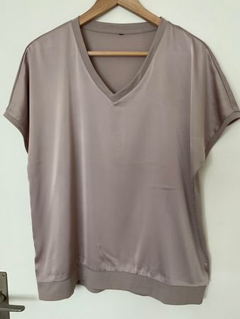 Elegante Bluse Blusenshirt Gr L mit Elasthan Taupe