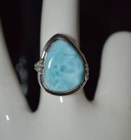 LARIMAR SILBER RING Gr.17