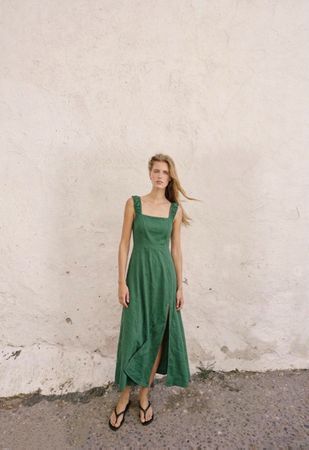 Sommerkleid grün Grösse Leinen Viskose S