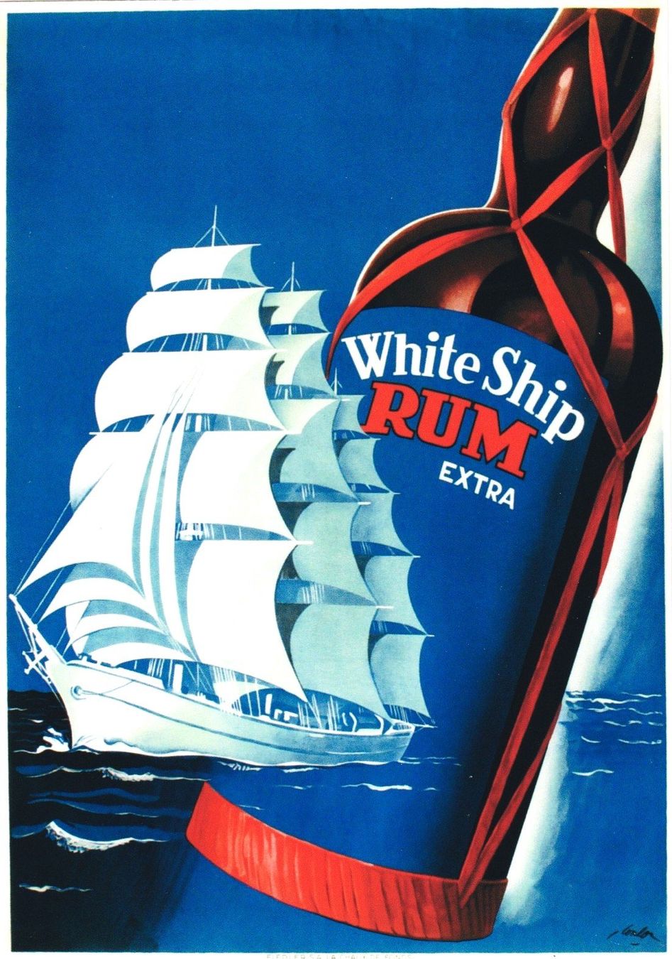 Foto & Immagini: WHITE SHIP RUM 1930 - Affiche originale – Usato da Blonay venduto da postercollection