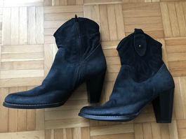Stiefelette Leder von Manor Grösse 38 blau-schwarz NEU