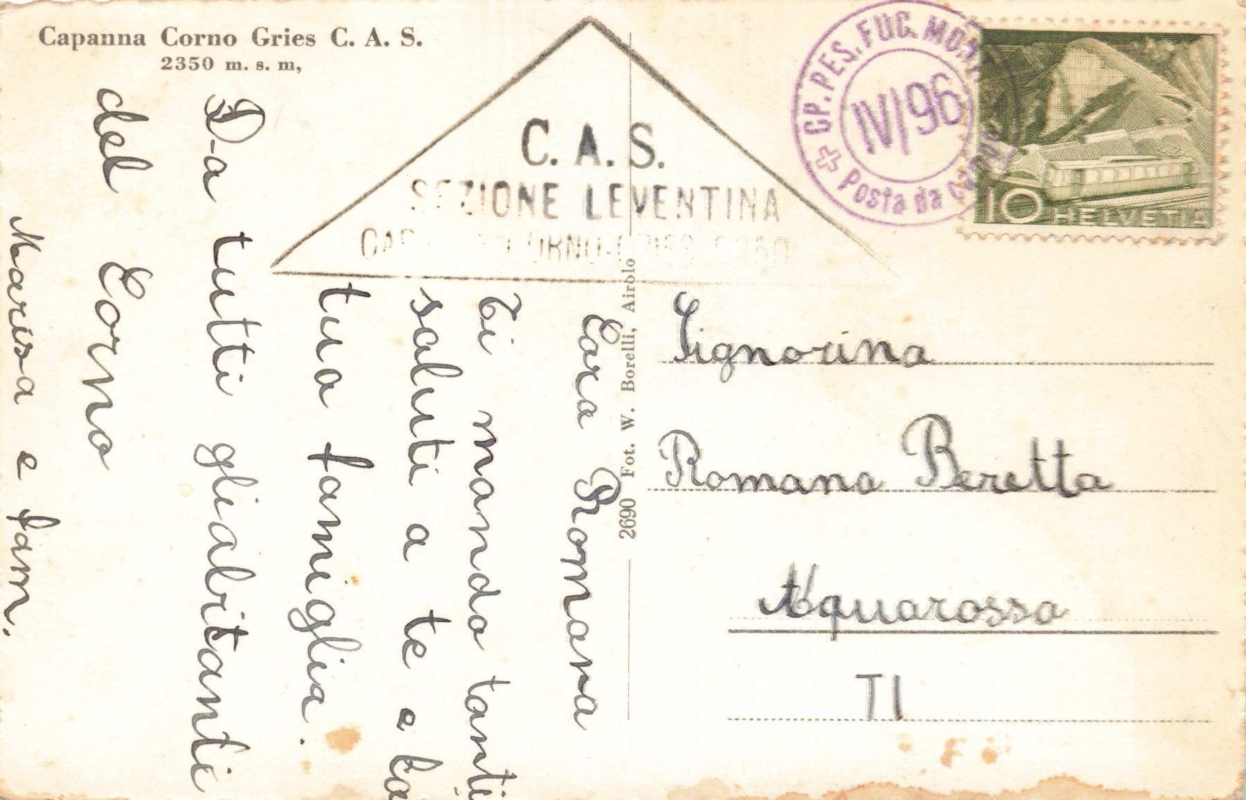 Cartoline postali: Capanna Corno Leventina – Usato da Biasca venduto da Blenio71 1