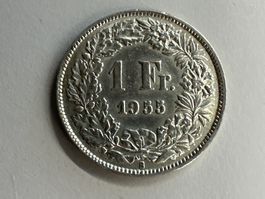 1 Fr. Silber Schweiz 1955 vz
