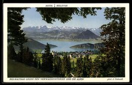 AK Rigi-Kaltbad, Gegen den Vierwaldstättersee und die Alpen