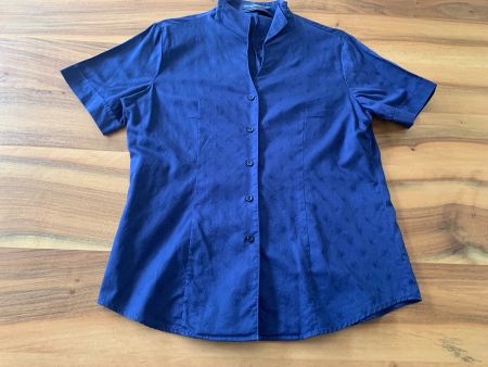 Franco Callegari easy Care tiefblaue Bluse Stehkragen Gr. 38