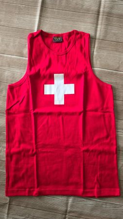 Schweiz Tanktop - M - Achselshirt Rot mit Schweizerkreuz