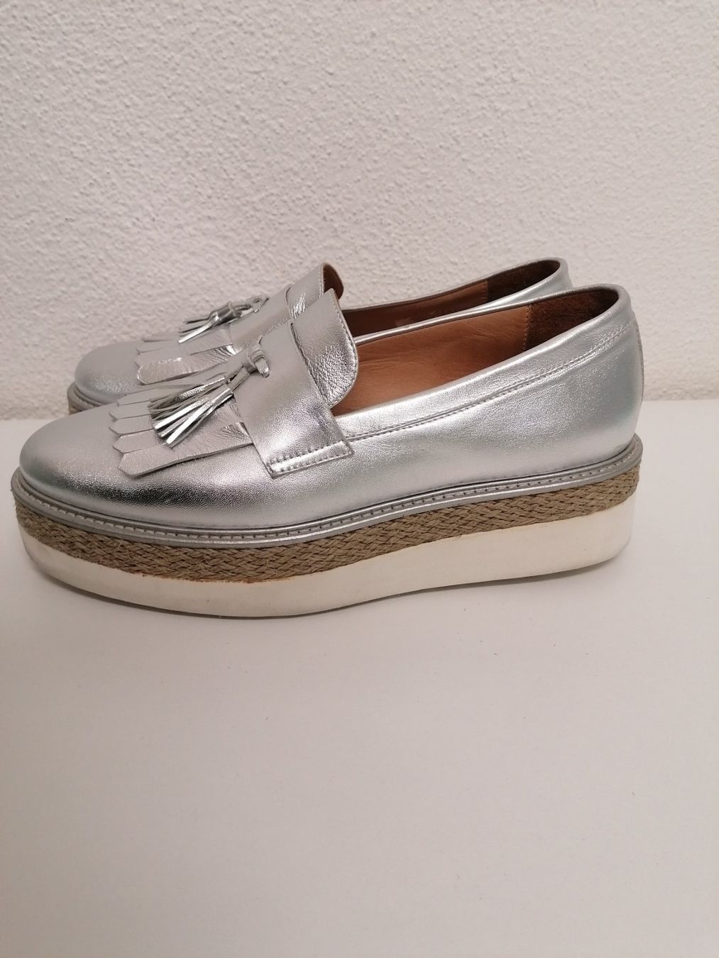 Scarpe da donna: Slepper voll Leder  in Silber mit Plateau ein Schnäppchen!! – Nuovo (secondo la descrizione) da Langendorf venduto da terra75 3